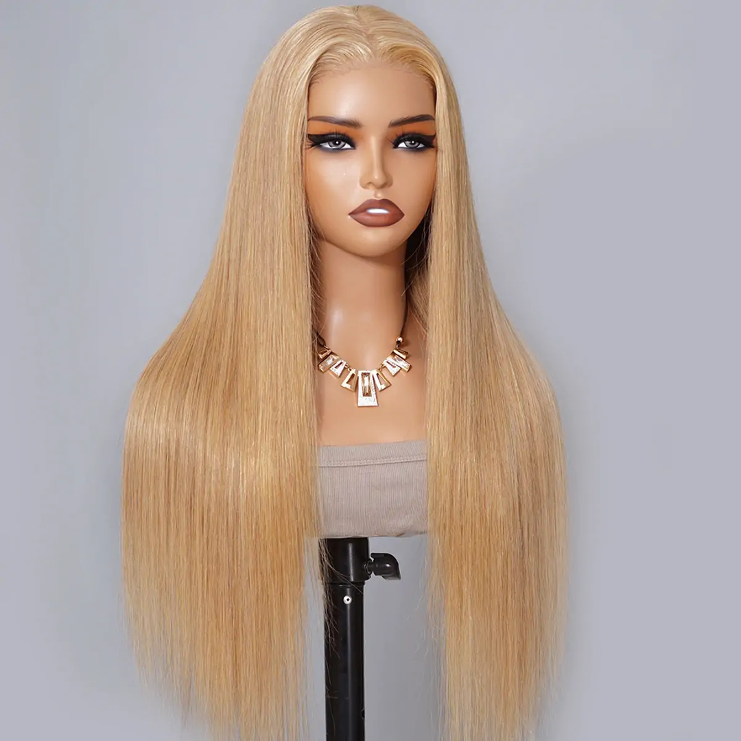 ALIGLOSSY 13x4 Lace Frontal Wig 30 32 34 Inch Straight Human Hair Wig 180 Density 99J Highlight Honey Blonde