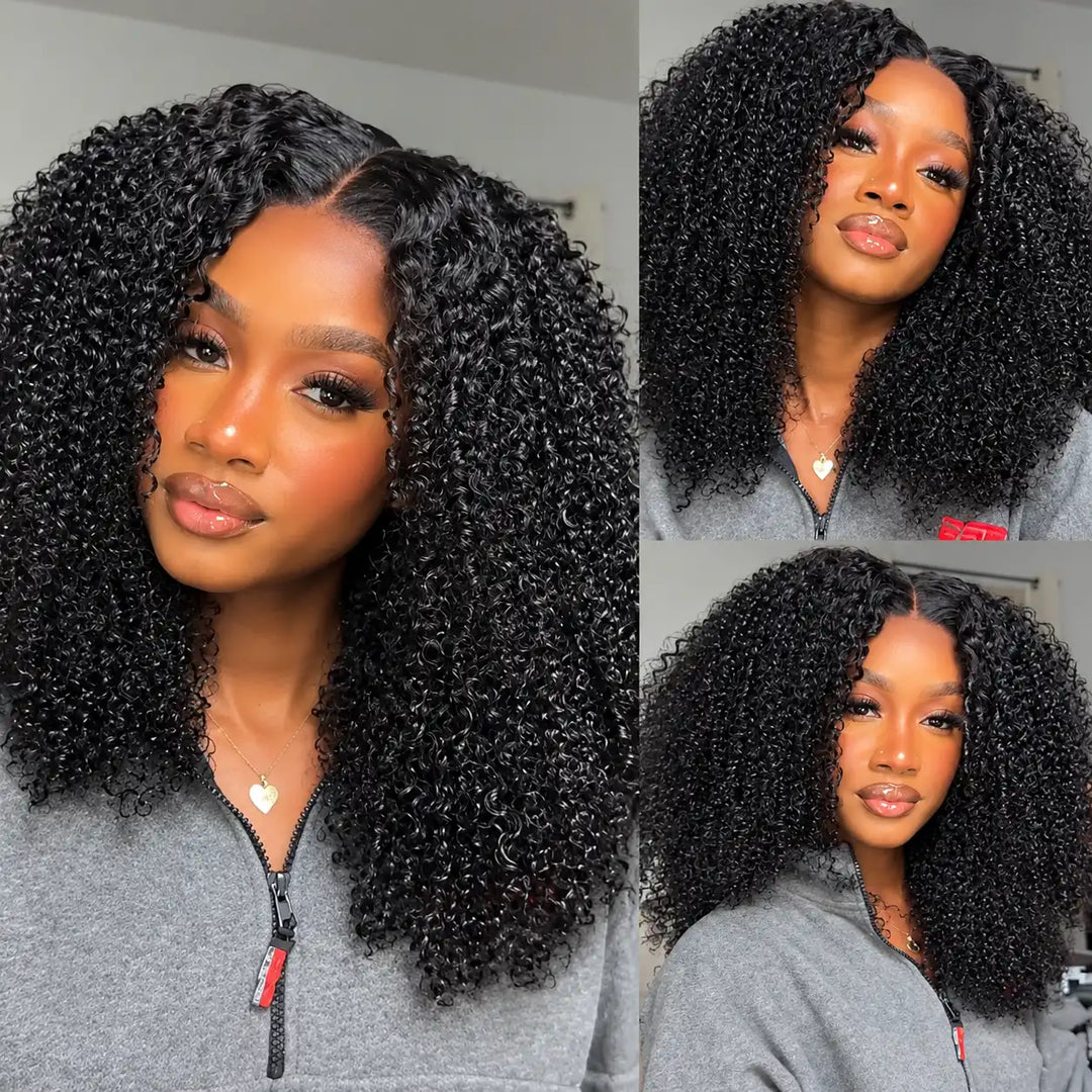 Kinky Curly Hair Texture Detail - Wear Go Glueless Short Bob Human Hair Wig 200% Density