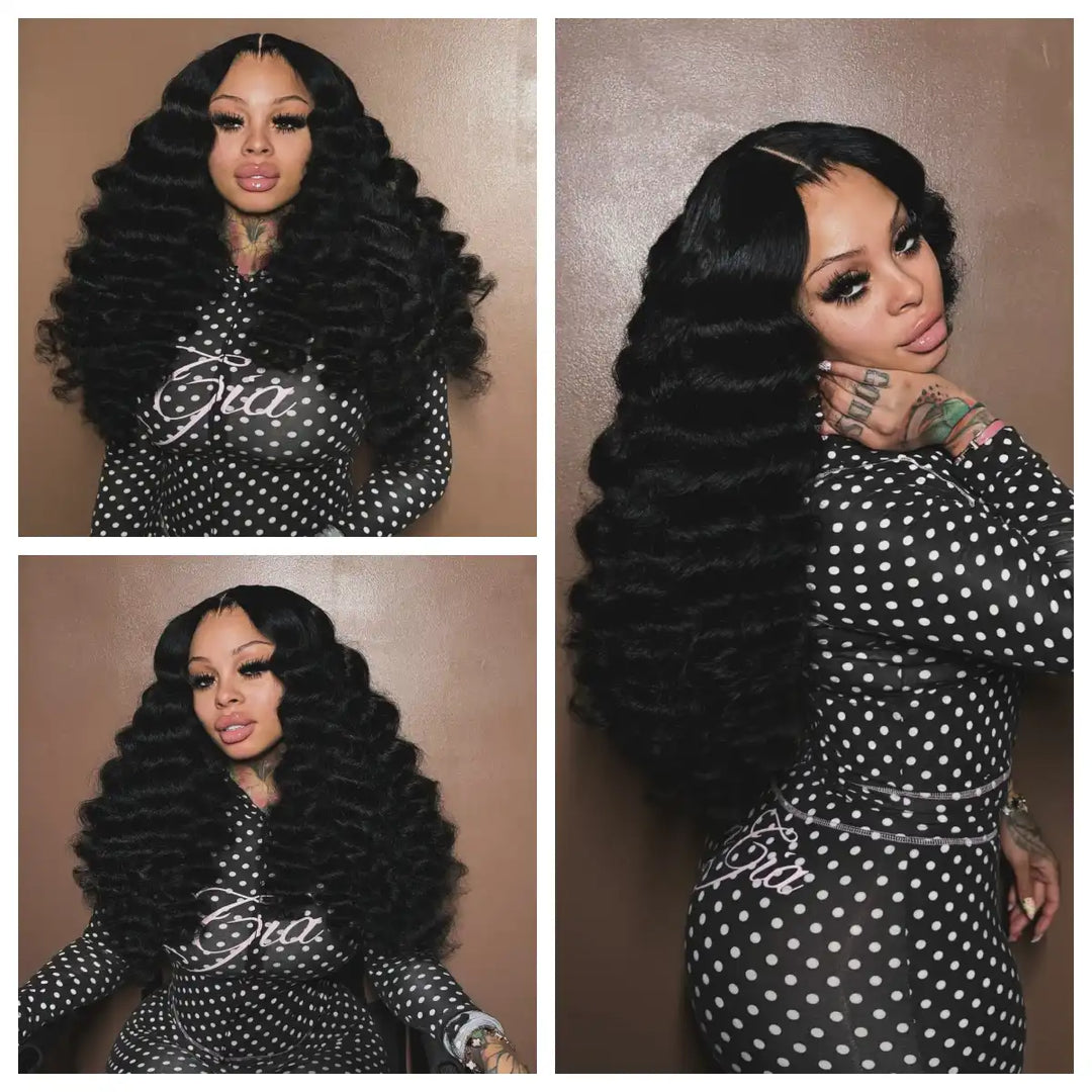 ALIGLOSSY Pre Cut Wear Go Glueless Loose Deep Wave Wig 4x4 5x5 Loose Wave Human Hair Wig With Pre-Pluck Beginner Friendly