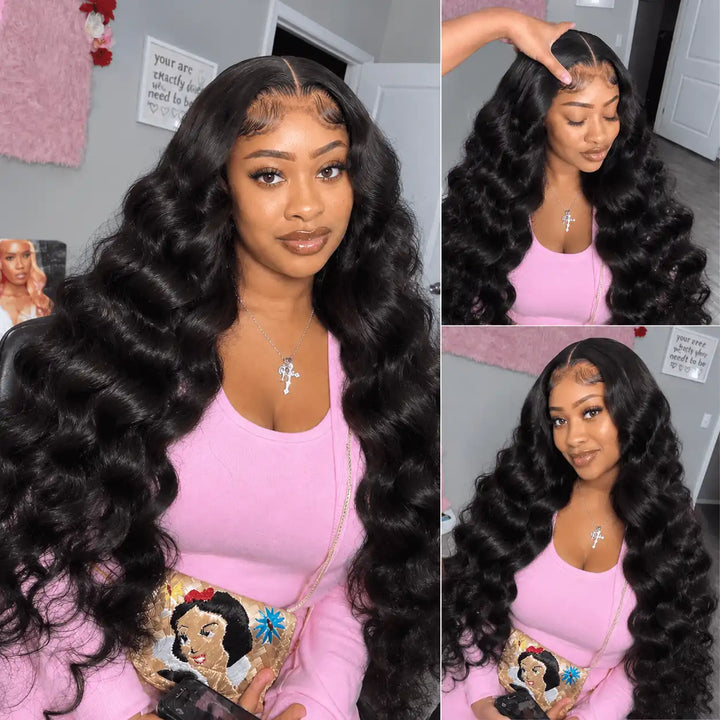 Layered Butterfly Cut 13 by 4 13 by 6 Loose Body Wave Lace Front Wig Curtain Bangs Salon Quality Human Hair Wig