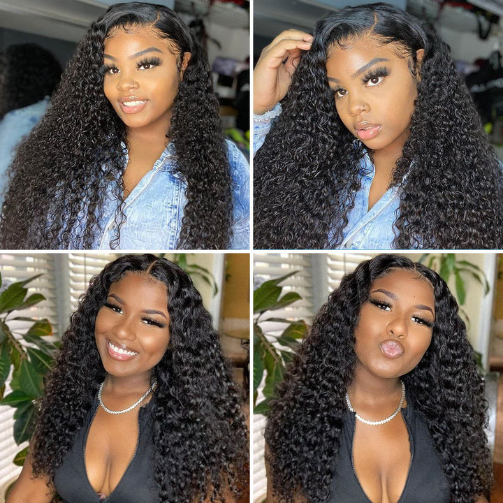 Long kinky curly wave 250 density 13x6 lace frontal wig for women