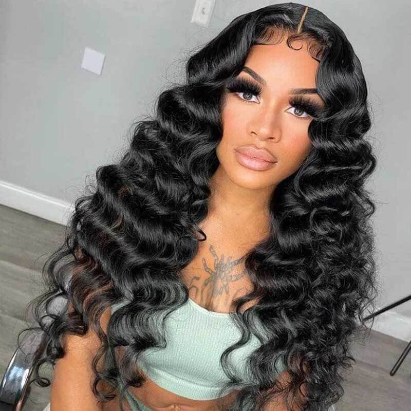 Loose Deep Wave Bye Bye Knots glueless wig, 4x4 5x5 HD transparent lace, pre-cut