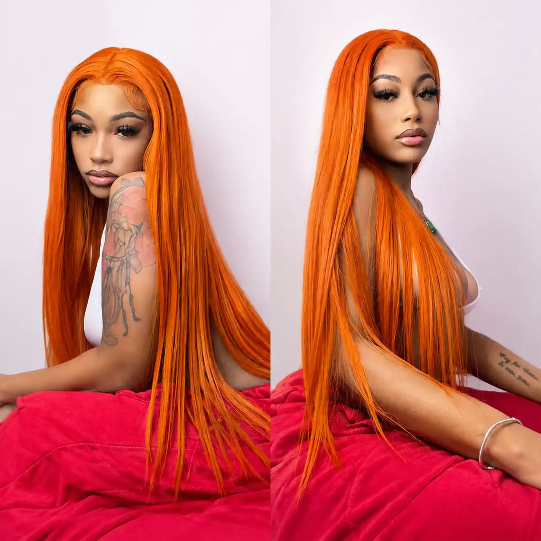 Luxury Ginger Brazilian Straight Lace Closure Wig HD Transparent