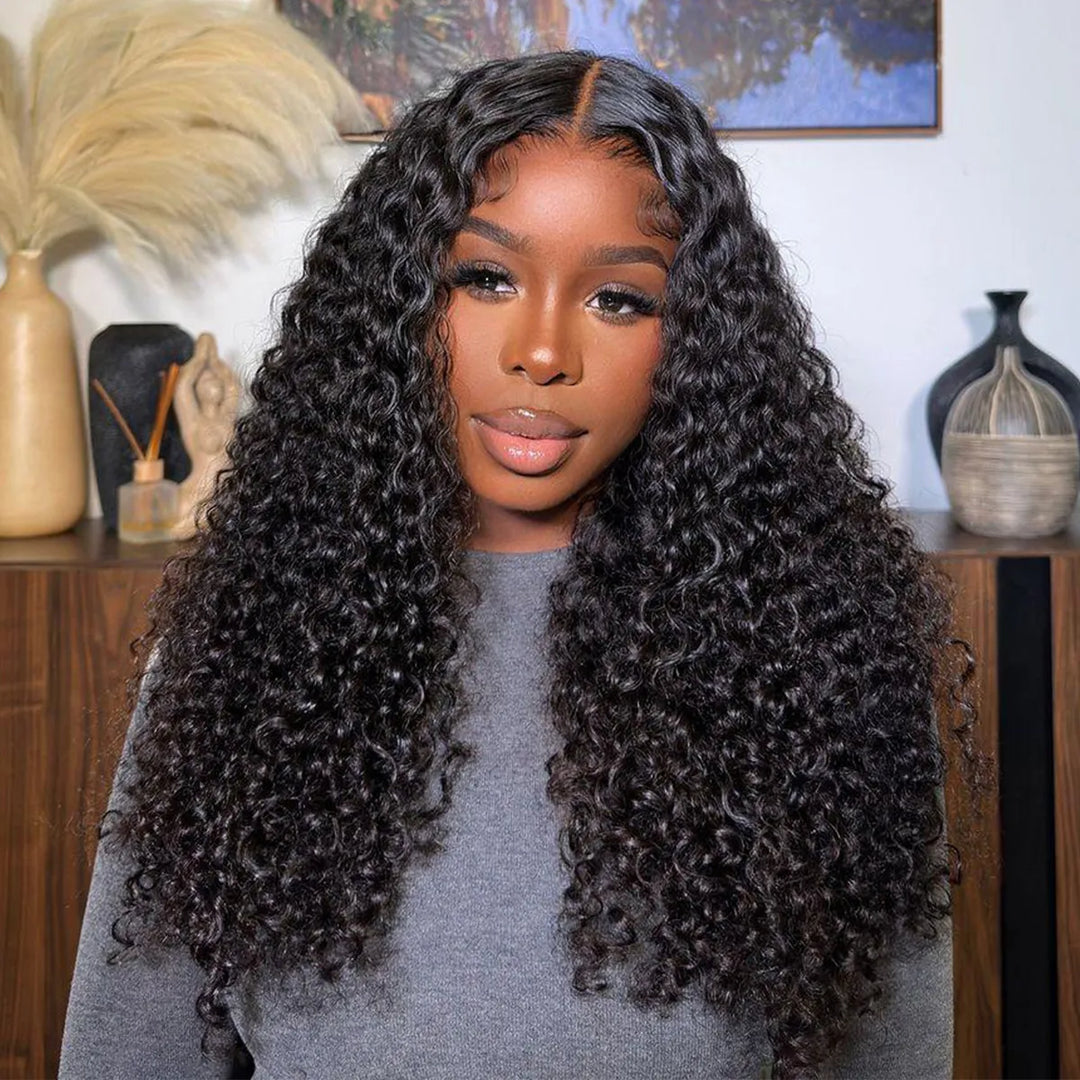 Melted HD transparent lace 13x6 kinky curly human hair front wig