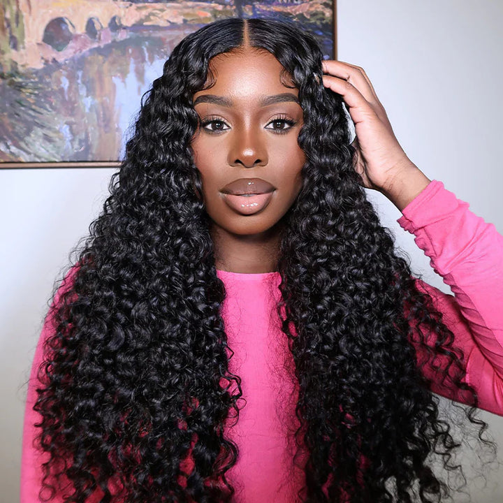 Natural Color Virgin Hair GLUELESS WATER WAVE LACE FRONT WIG