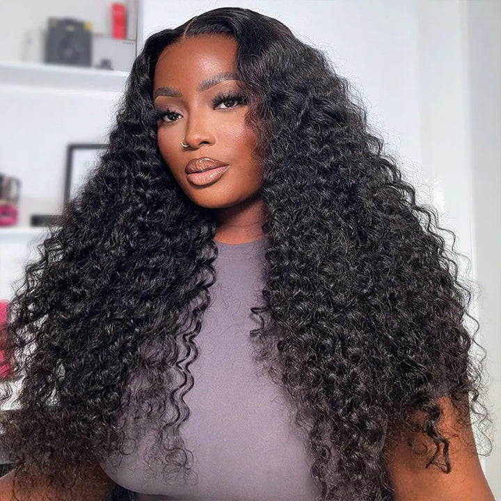 Natural Deep Wave Lace Front Human Hair Wig 13x4 HD Transparent Lace