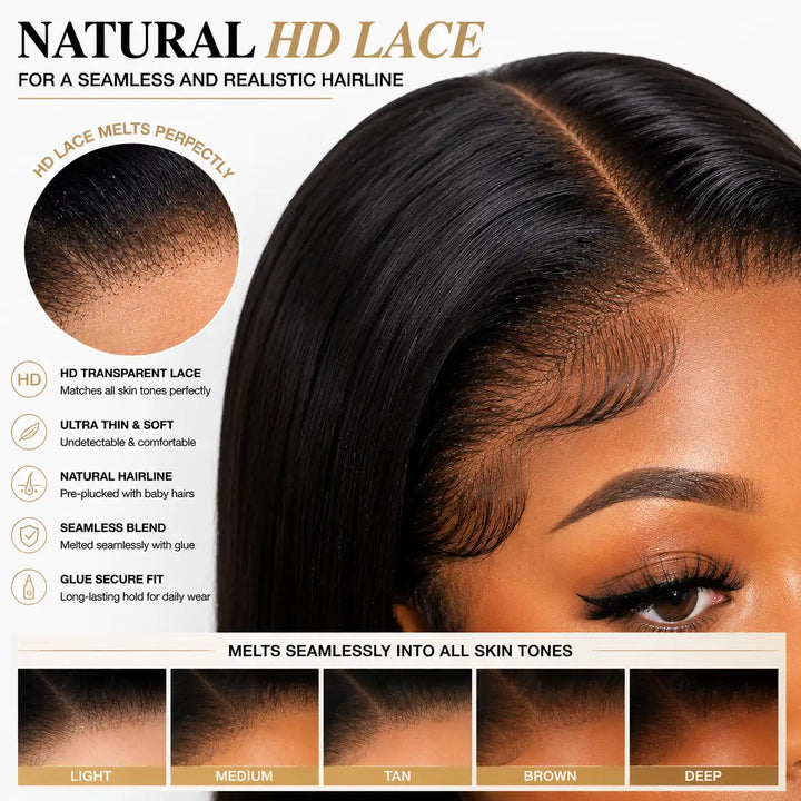 Natural HD lace for a seamless and realistic hairline