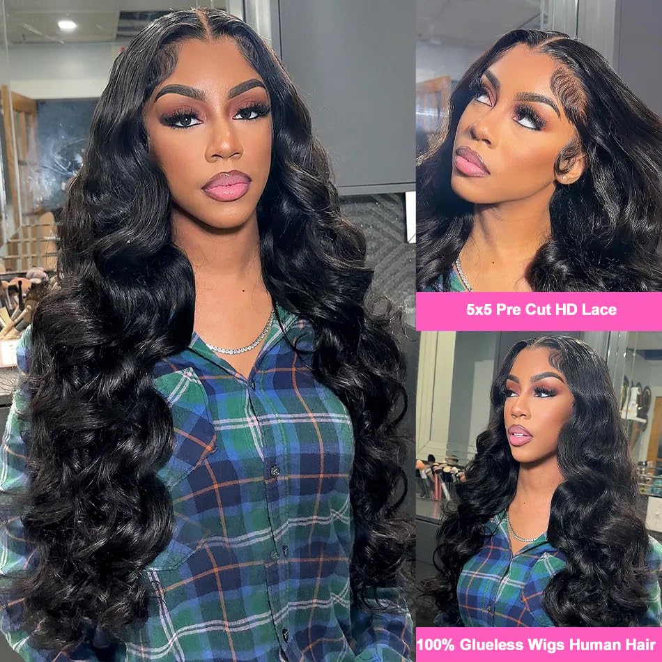 Natural looking 5x5 lace closure body wave wig for effortless daily styling