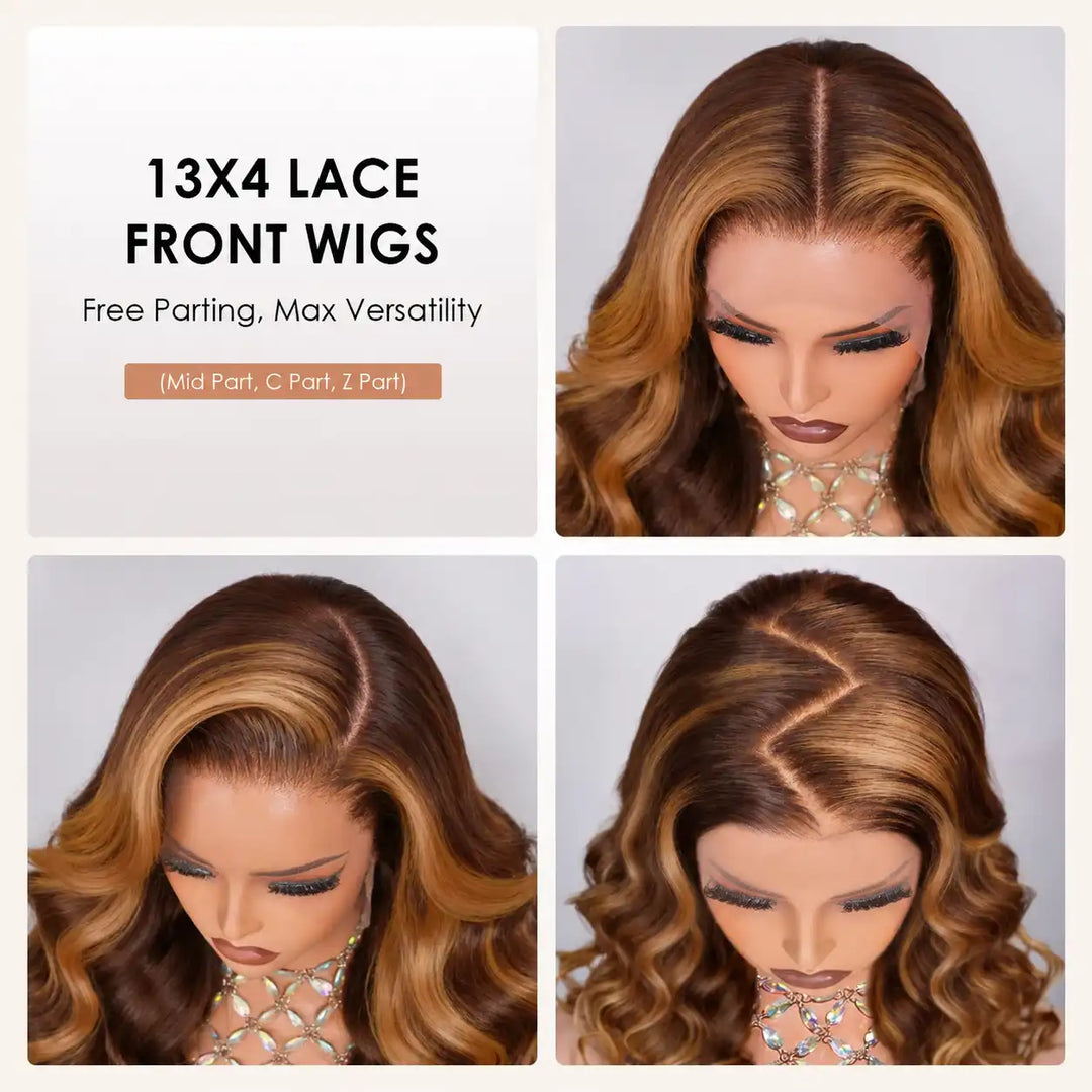 Natural looking P4/27 highlight human hair wig