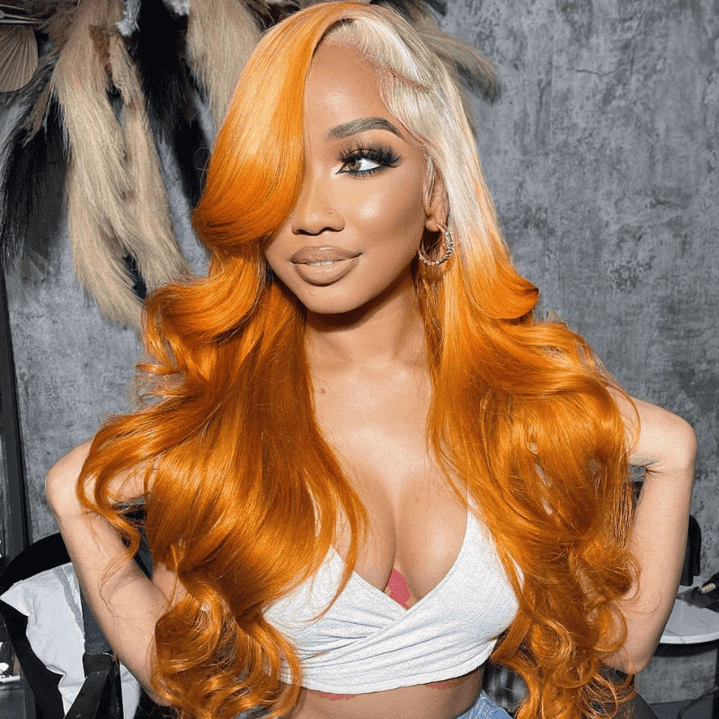 Ombre 613 Blonde Ginger Body Wave human hair wig, 180% density