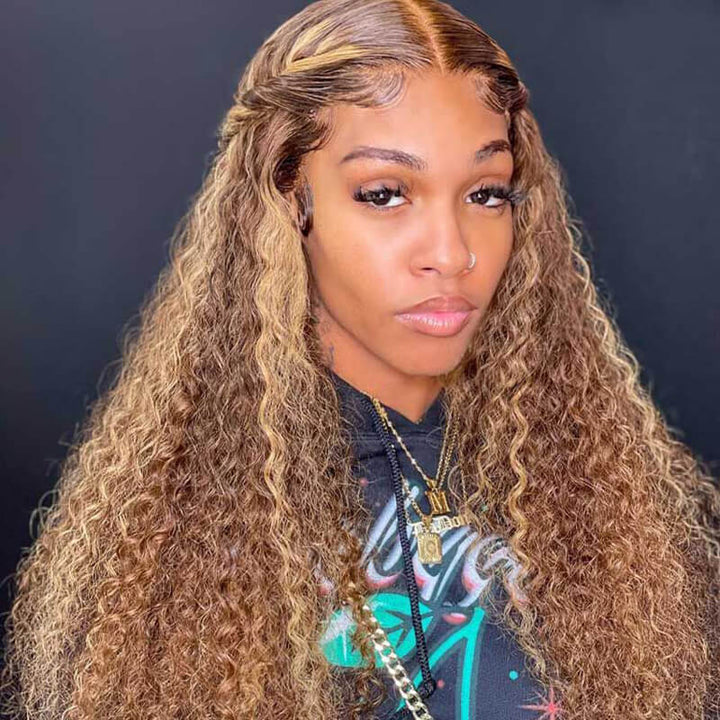 P4/27 Highlight Deep Wave 13x6 lace front wig, HD transparent lace