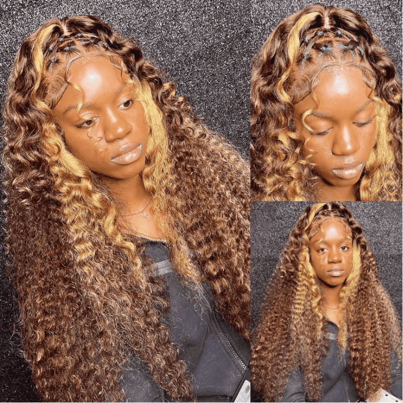 P4/27 Highlight Deep Wave 13x6 lace front wig, HD transparent lace