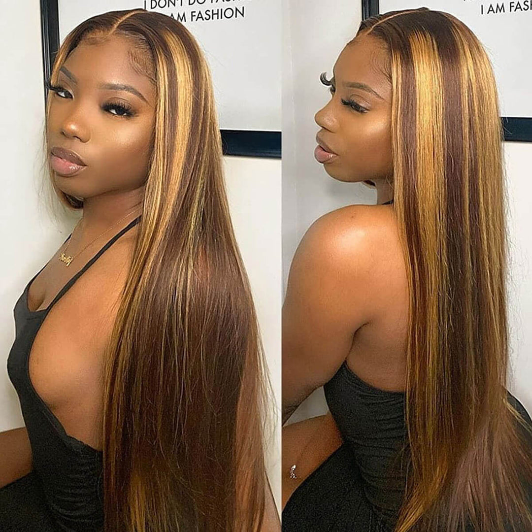 P4/27 Highlight Glueless Human Hair Wig Natural Hairline 4x4 Closure
