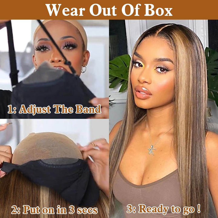 P4/27 Highlight Glueless Straight Human Hair Wig
