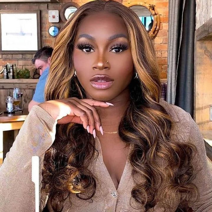 P4/27 Highlight human hair wig, 13x4 13x6 HD lace, Body Wave texture