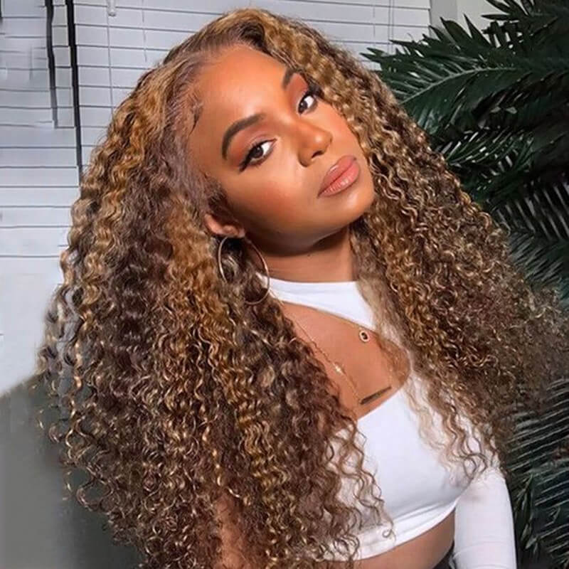 P4/27 Highlight human hair wig, 13x4 13x6 HD lace, Deep Wave texture