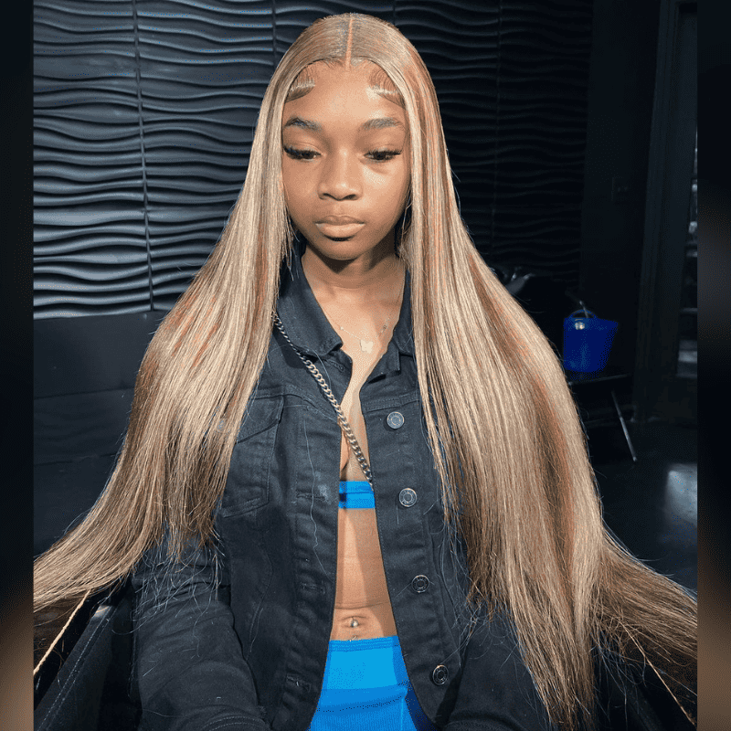 P4/27 Highlight human hair wig, 13x4 13x6 HD lace, straight texture