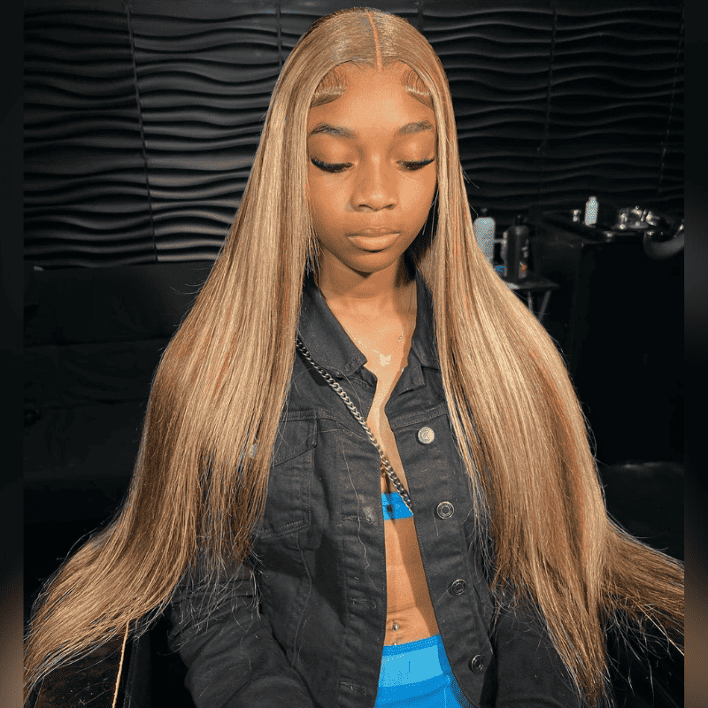 P4/27 Highlight straight 13x6 lace front wig, HD transparent lace