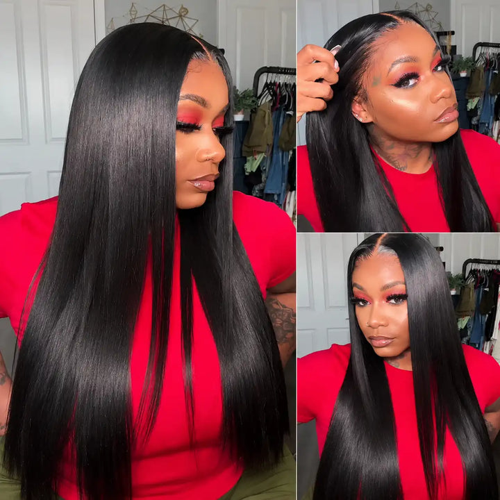 Pre-bleached knots and natural scalp look of ALIGLOSSY 13X4 13X6 Straight Wig