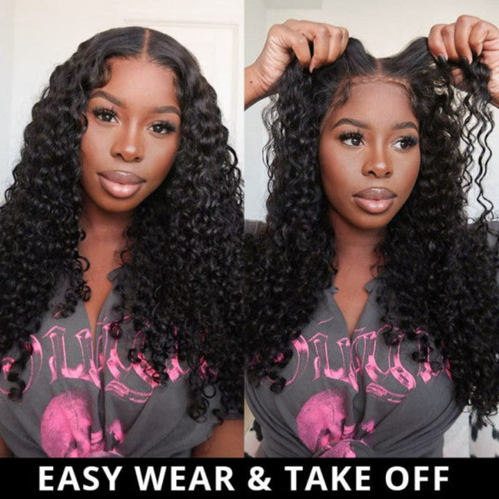 Pre-cut glueless wig, Deep Wave texture, Bye Bye Knots for quick and easy daily install