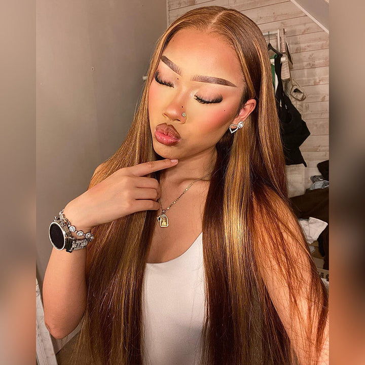 Pre-cut glueless wig, P4/27 Highlight straight texture, Bye Bye Knots for quick daily install