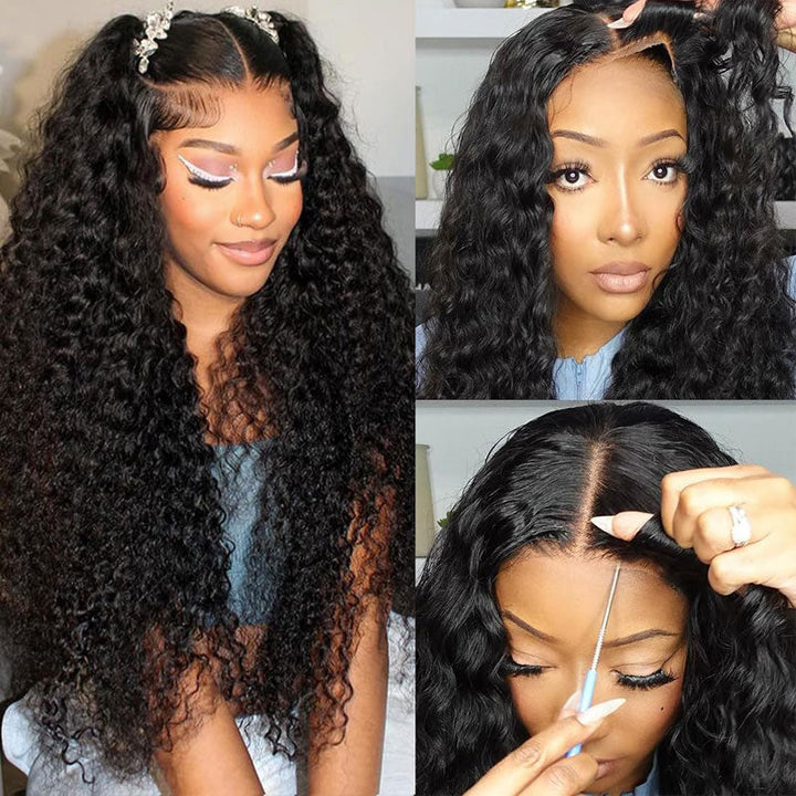 Pre-cut glueless wig, Water Wave texture, natural looking wet and wavy curls