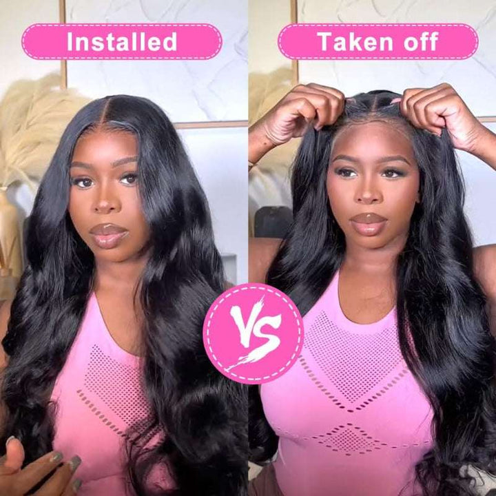 Pre-plucked 4x4 5x5 lace closure wig, Body Wave, wear and go
