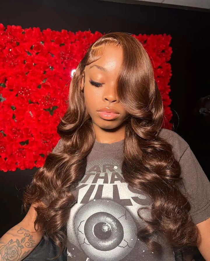 Pre-plucked chocolate brown HD lace front wig