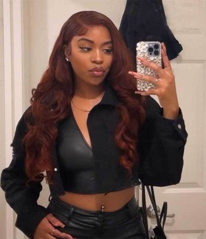 Reddish Brown Body Wave 13x4 glueless HD lace front wig, 180% density