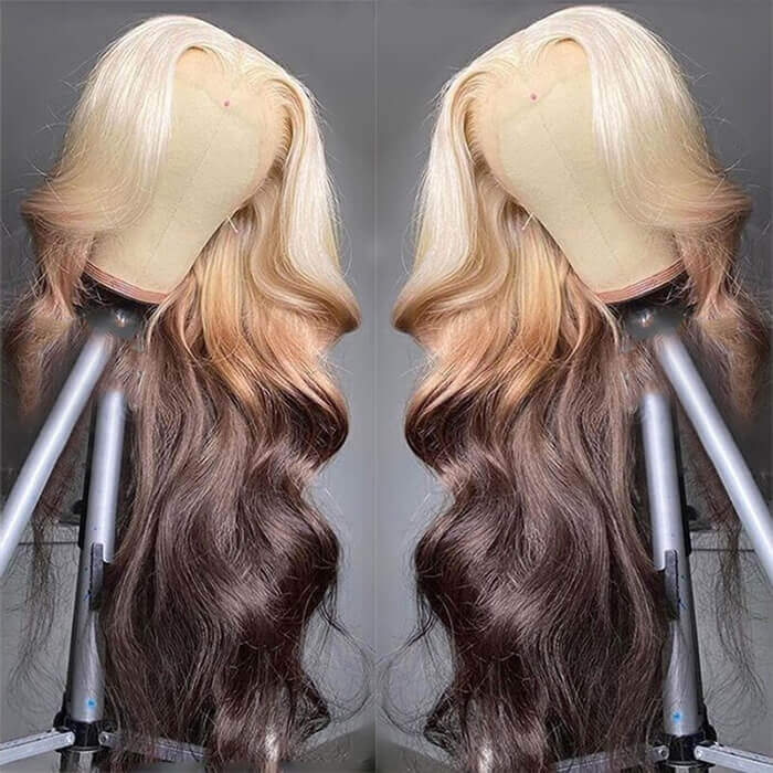 Reverse Ombre Blonde Human Hair Wig With 13x4 HD Lace Front