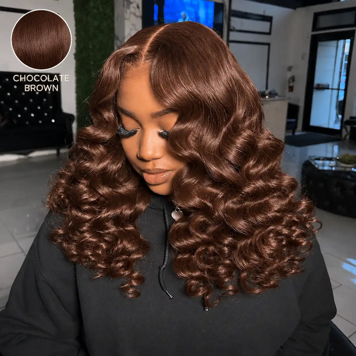 Short Bob Chocolate Brown Loose Deep Wave Wig 13x4 Lace Frontal Human Hair Wigs