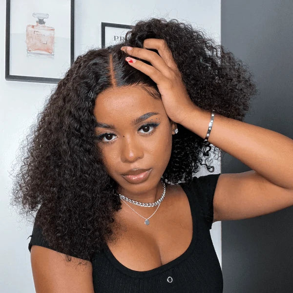 Short deep wave bob wig with 13x4 lace front human hair and natural waves