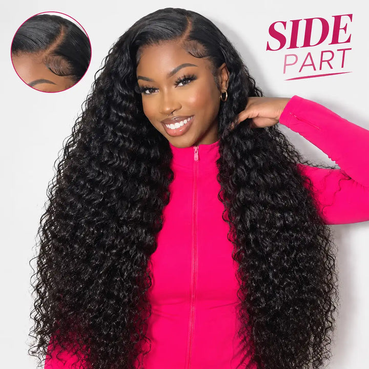 Side C Part Deep Wave 13x4 HD Lace Frontal Human Hair Wig 250% Density