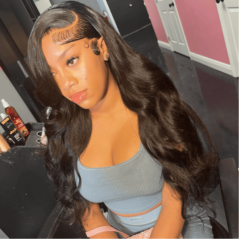 Side C Part human hair Body Wave wig, 250% density, 13x4 HD lace