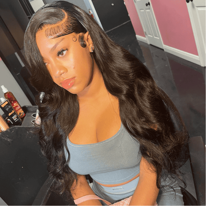 Side C Part human hair Body Wave wig, 250% density, 13x4 HD lace