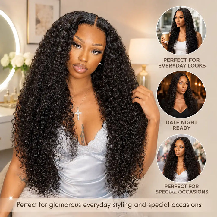 Small Cap 21.5 Inch Kinky Curly Human Hair Wig Soft 100% Human Hair Texture with Natural Movement