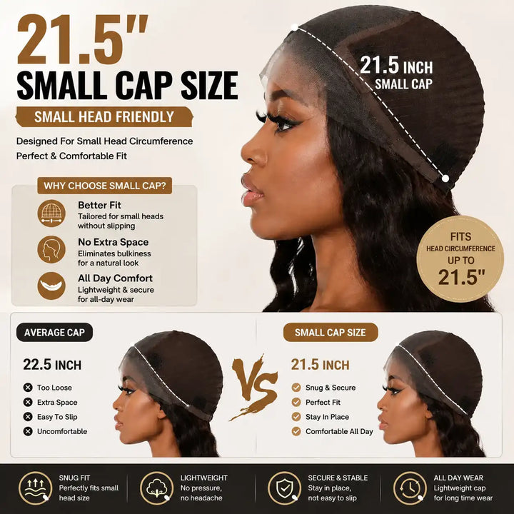 Small Cap Size 13x4 Lace Front Wig for Women with 21.5 Inch Head Circumference