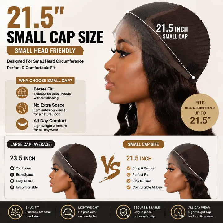 Small Cap Size 13x4 Lace Front Wig for Women with 21.5 Inch Head Circumference
