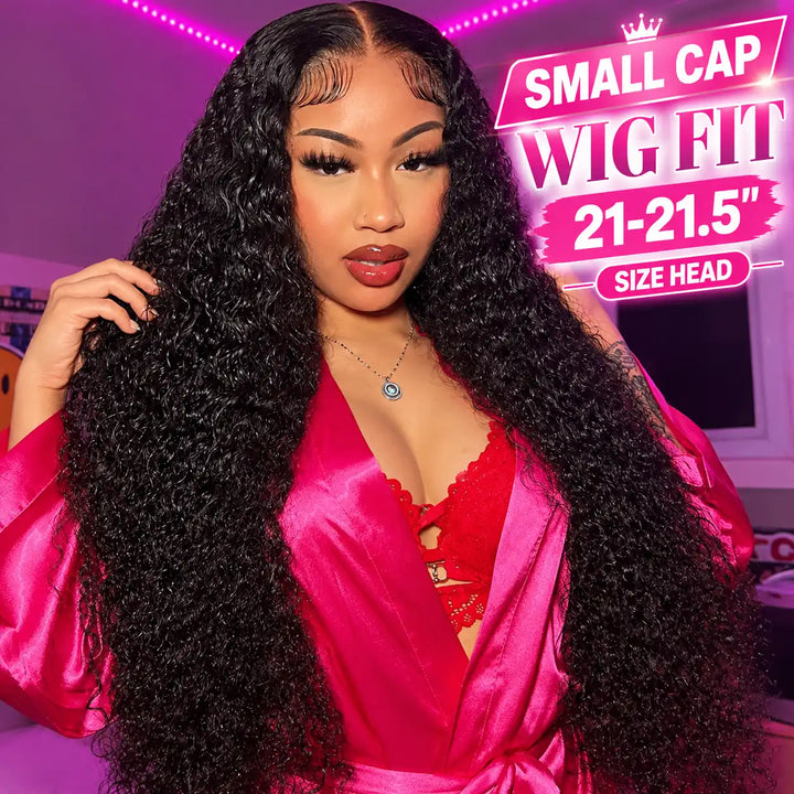 Small Cap Size 21.5 Inch Deep Wave Human Hair 13x4 HD Lace Front 200% 250% Density Small Head Friendly Wig
