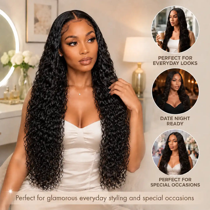 Small Cap Size 21.5 Inch Deep Wave Human Hair Wig 13x4 HD Lace Front Wig 200% 250% Density Small Head Friendly Wig featuring pre-plucked natural hairline and invisible 13x4 HD transparent lace