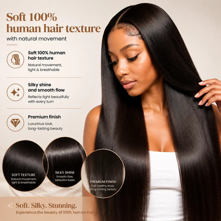 Soft 100% human hair texture with natural movement