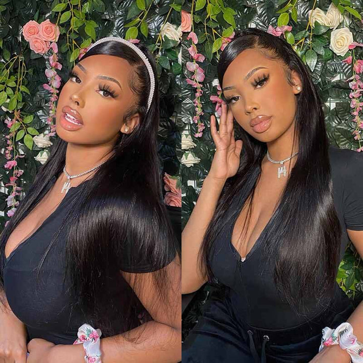 Straight human hair lace front wig, 13x4 4x4 HD lace, glueless seamless melt
