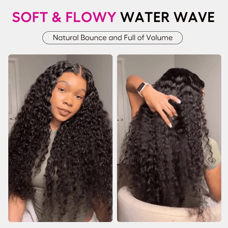 Voluminous 180% Density Water Wave Human Hair Lace Wig