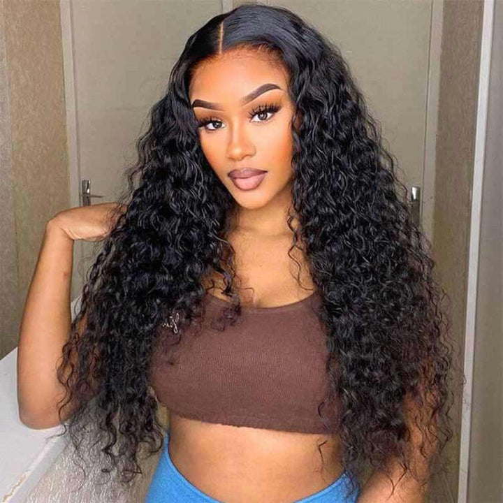 Water Wave human hair wig, 13x4 4x4 HD lace front, natural color for daily wear