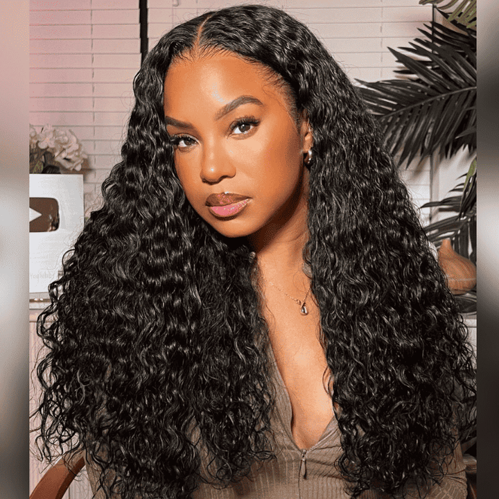 Water Wave human hair wig, 5x5 HD transparent lace, easy install glueless design