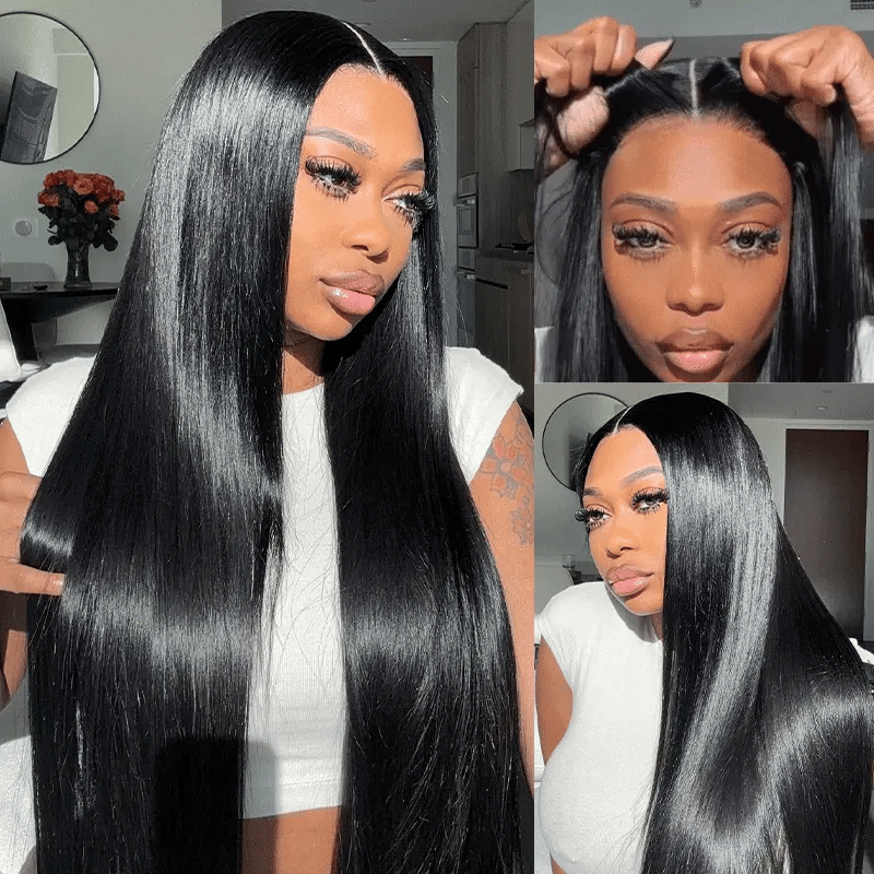 Wear And Go glueless Straight human hair wig with HD transparent lace