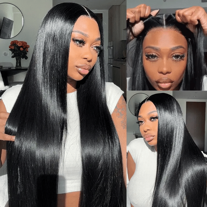 Wear And Go glueless Straight human hair wig with HD transparent lace