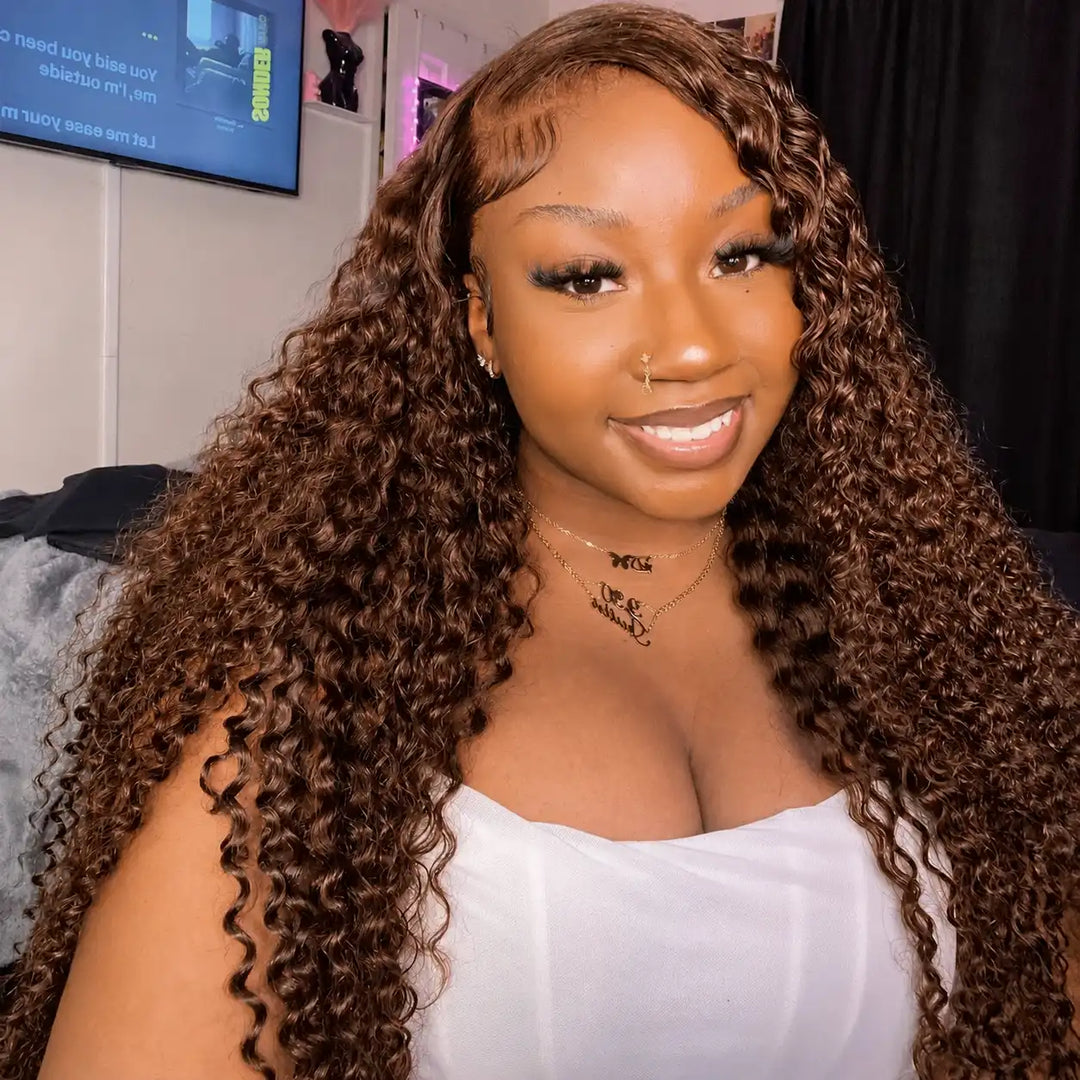 Wear Go Glueless Chocolate Brown Deep Wave Human Hair Wig Front View