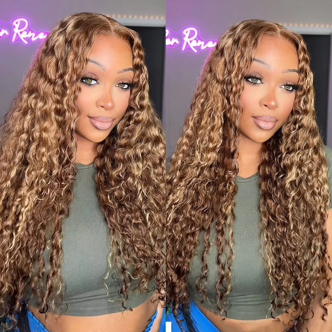 Wear Go Glueless Highlight Deep Wave Human Hair Wig 4x4 5x5 HD Lace Closure Pre Cut 4