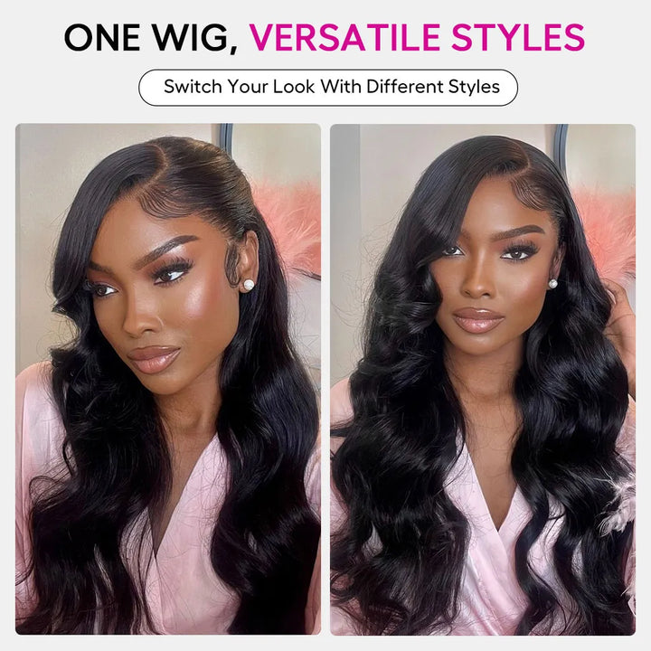 Wear and go glueless human hair body wave wig with HD lace